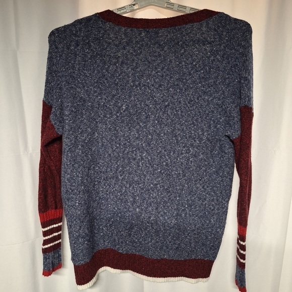 Women's Blue and Red Cardigan Sweater Preppy 60s Dance Vibes. Costume - Picture 5 of 8